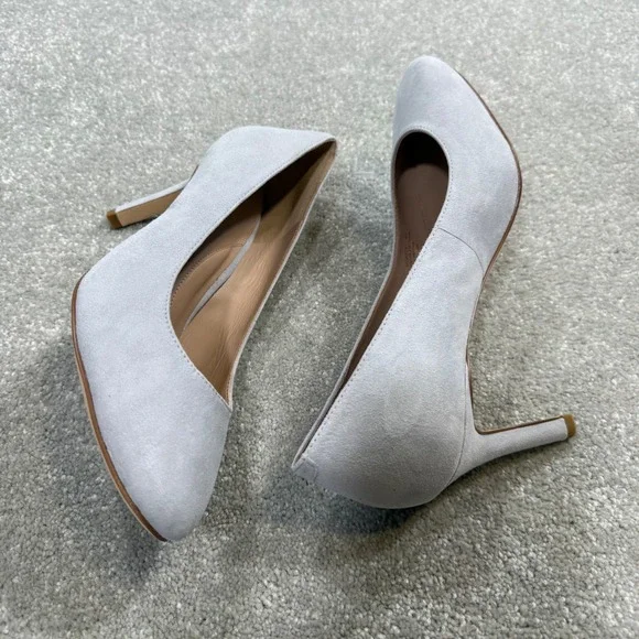 Cole Haan Gabbie Pump Suede 80 Pearl Grey Stiletto Heels NIB Sz 8 Wedding Formal - Picture 7 of 15